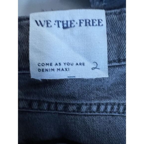 Free People Come As You Are Denim Maxi Skirt Mid Rise Cotton Size 2 Grey - Picture 10 of 11